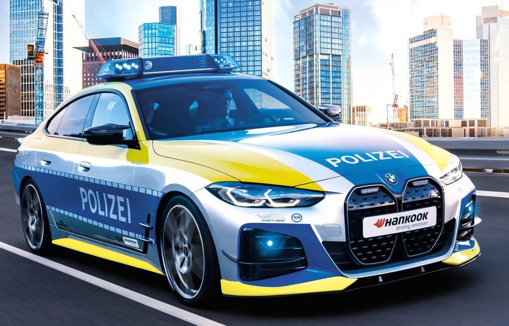 BMW i4 ajunge mașină de poliție. Electrica a fost pregătită de AC Schnitzer - Poza 2