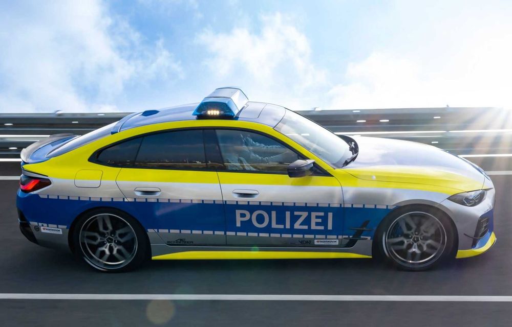 BMW i4 ajunge mașină de poliție. Electrica a fost pregătită de AC Schnitzer - Poza 9