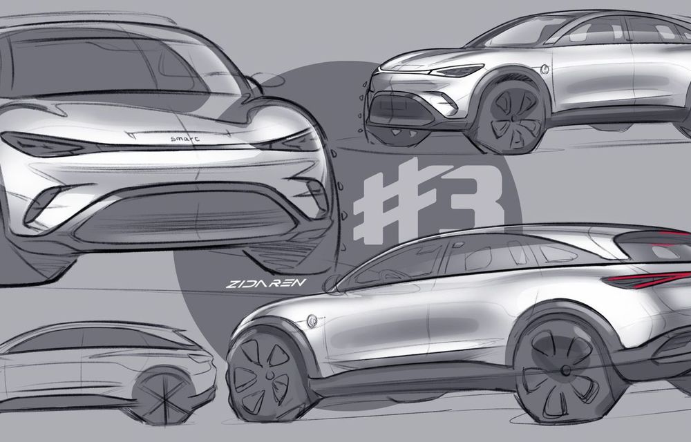 Viitorul SUV coupe electric Smart #3 debutează în aprilie - Poza 1