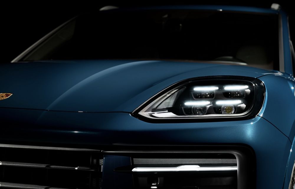 O ultimă imagine cu viitorul Porsche Cayenne facelift: faruri cu 16.384 de micro LED-uri - Poza 1