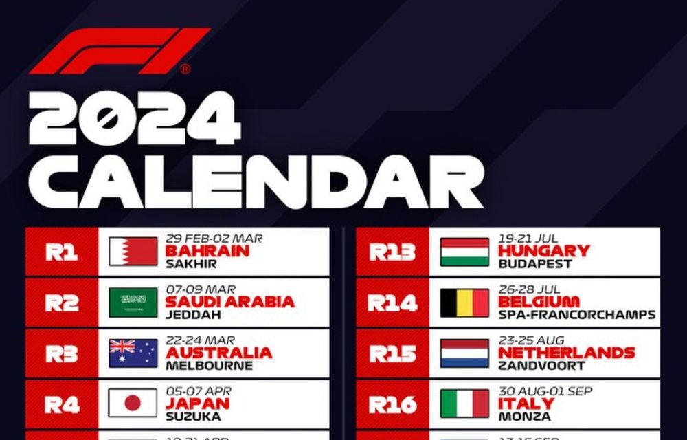 Formula 1 anunță noul calendar pentru sezonul 2024. Etapele, împărțite pe regiuni - Poza 2