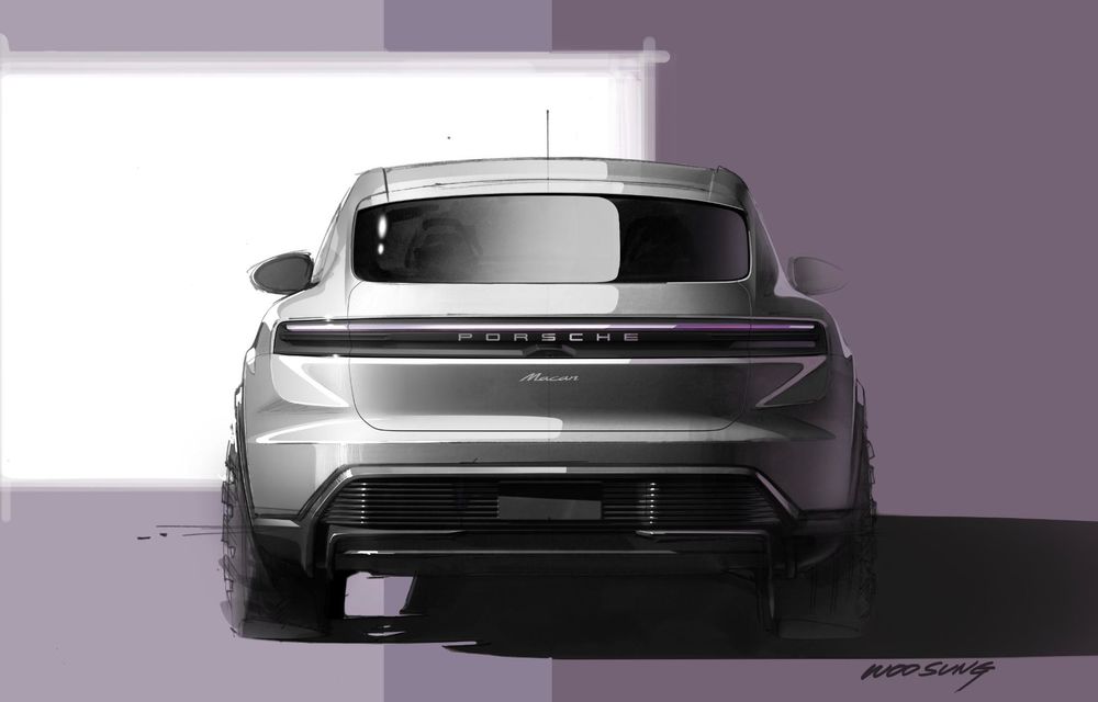 Schițe noi cu viitorul Porsche Macan electric: caroserie nouă, mai aerodinamică - Poza 2