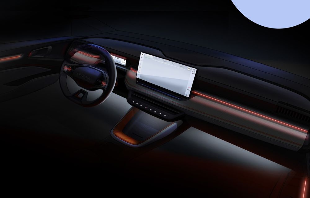 Prima schiță cu interiorul unui viitor concept electric Skoda - Poza 1