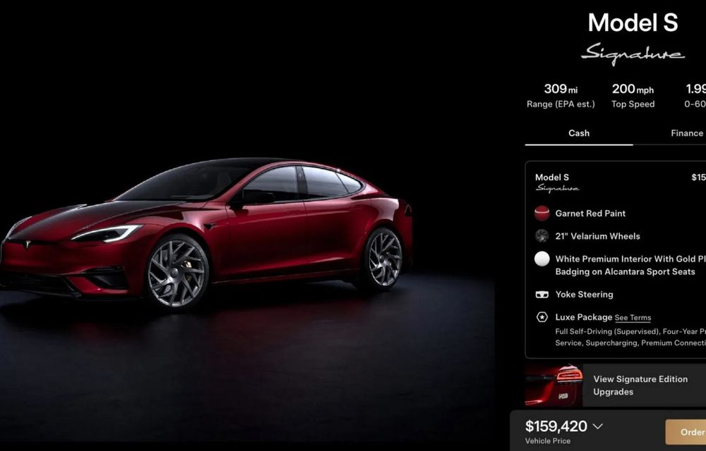 Tesla Signature Edition: ediție specială limitată pentru Model S și Model X Plaid - Poza 3