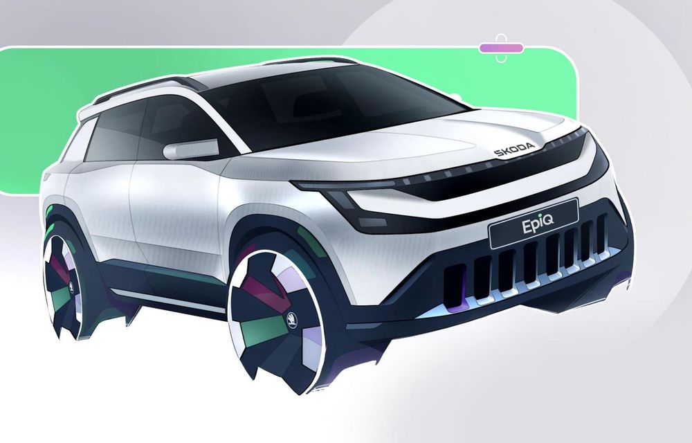 Skoda: primele schițe cu interiorul noului Epiq. Data lansării, confirmată - Poza 1