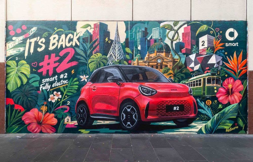 Noul Smart #2: exterior dezvăluit prin picturi murale - Poza 1 Noul Smart #2: exterior dezvăluit prin picturi murale - Poza 1