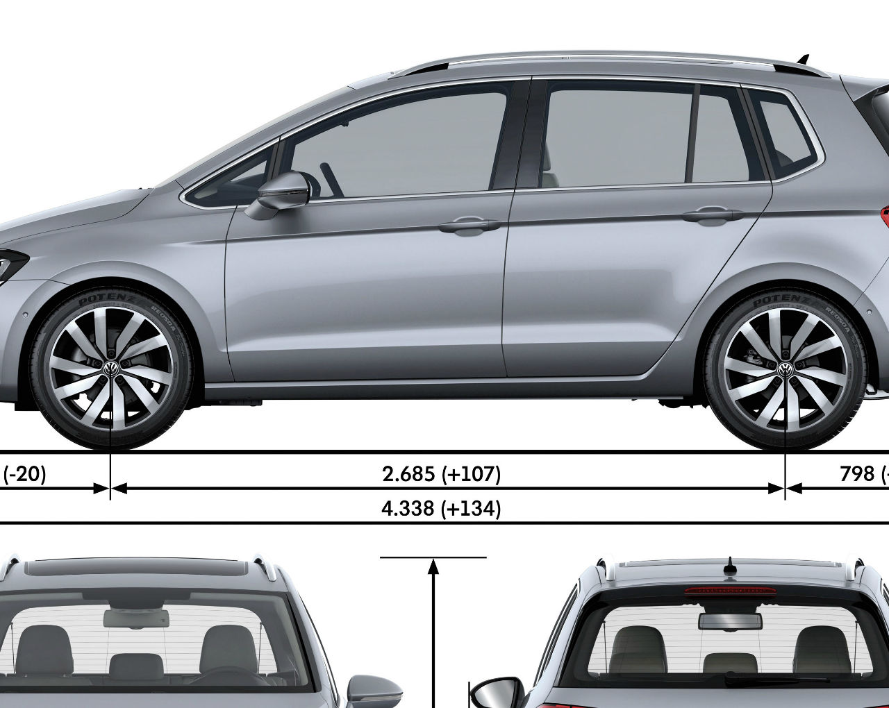 Volkswagen ширина. Volkswagen Golf Sportsvan клиренс. Багажник Golf 7 Sportsvan. Гольф плюс 6 габариты. Гольф Sportsvan габариты.