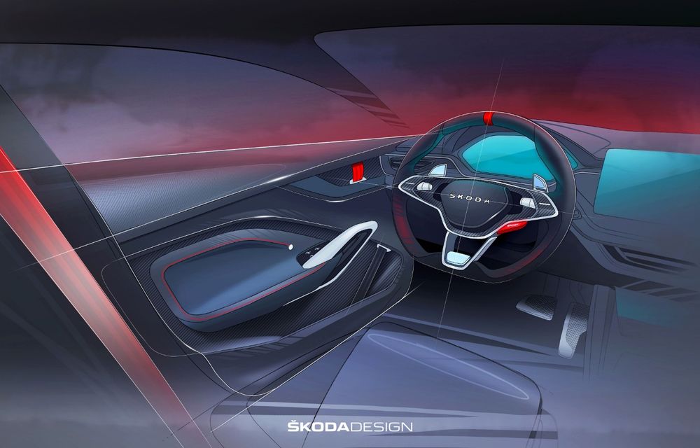 Imagini oficiale cu noul Skoda Vision RS Concept: 7.1 secunde pentru accelerația 0-100 km/h și un sistem hibrid de 245 CP - Poza 2